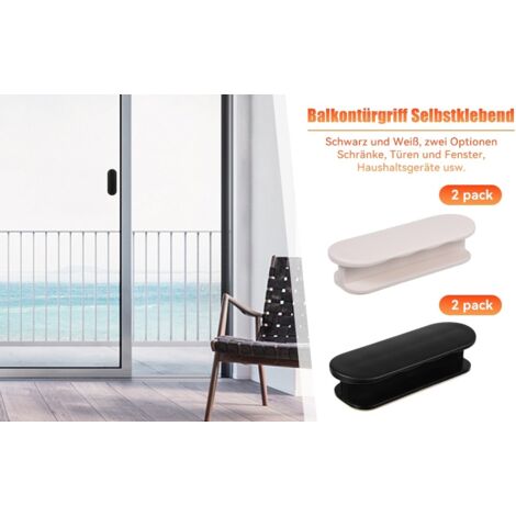 Lot de 2 poignées de porte de balcon adhésives poignées de porte de terrasse extérieure poignées de tiroir pour poignée de meuble, porte en verre, poignée de fenêtre-blanc