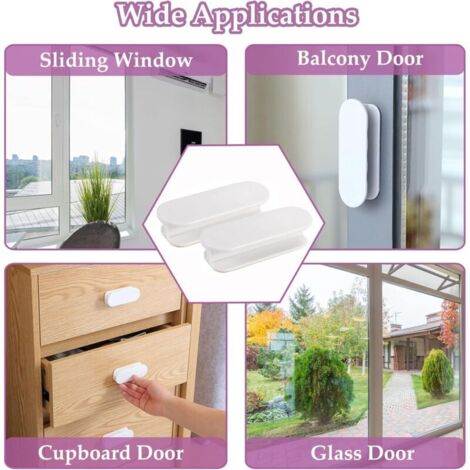 Lot de 2 poignées de porte de balcon, poignées de porte, poignées de porte autocollantes, poignées d'armoire, porte de balcon, extérieur en plastique