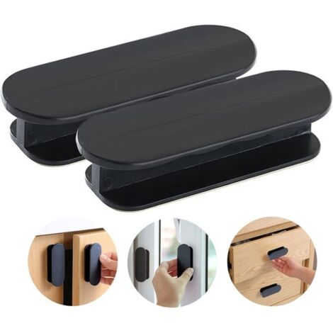 Lot de 2 poignées de porte de balcon. poignées de porte. poignées de porte. poignées de placard. poignée de porte. porte de balcon. extérieur en plastique. poignée de meuble en verre. noir
