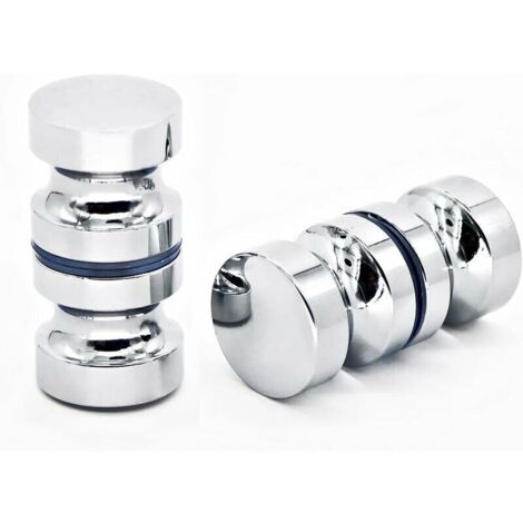 Lot de 2 poignées de porte de douche rondes dos à dos 30 mm pour porte de douche - Poignée de remplacement pour armoire de douche,porte coulissante de salle de bain,finition chromée