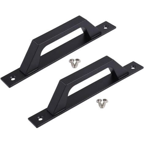 Lot de 2 poignées de porte de grange noires très résistantes avec ouverture de 173 mm pour portails coulissants, abris de jardin et armoires de garage – Alliage d'aluminium résistant à la