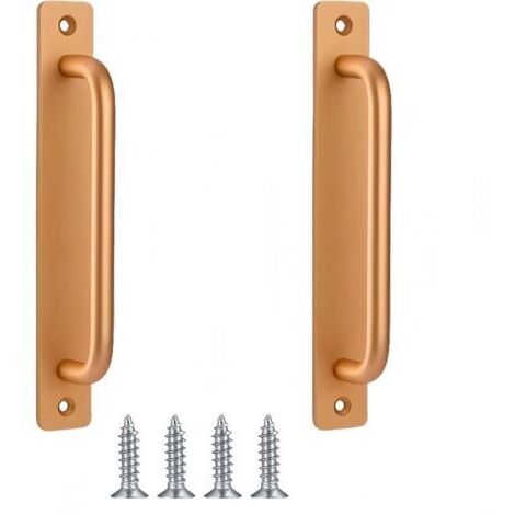 Lot de 2 poignées de porte de grange, poignées de porte de grange coulissantes dorées pour cuisine, meubles, armoires, placards, portes(dorée,210mm)
