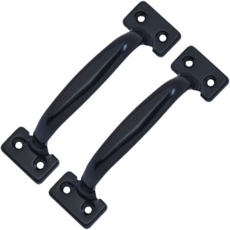 Lot de 2 poignées de porte de grange rétro pour armoires de cuisine, distance entre les trous : 58 mm, fer noir