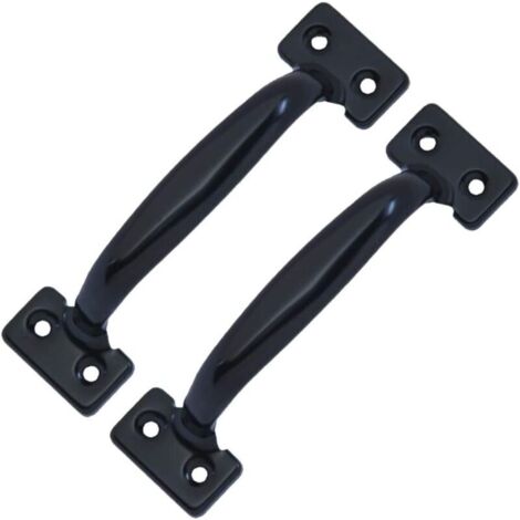 Lot de 2 poignées de porte de grange rétro pour armoires de cuisine, distance entre les trous : 58 mm, fer noir