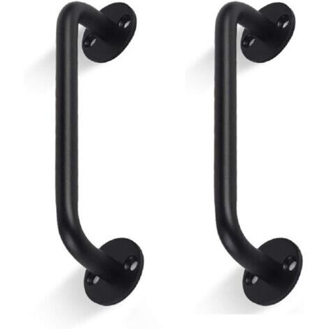 Lot de 2 poignées de porte de grange tubulaires - Noir - Barre d'appui pour porte coulissante, porte de garage