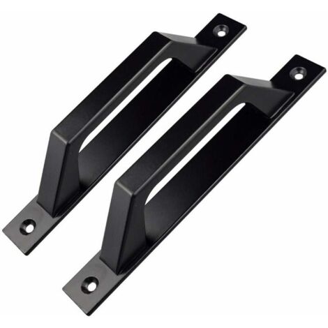 Lot de 2 poignées de porte en forme de D pour porte de jardin en bois, 200 mm, noir-LIAIKI
