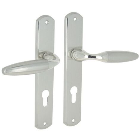 Lot de 2 poignées de porte Iena à cylindre – Entraxe 195 mm – Finition nickel satiné – Zamak pour portes d'entrée