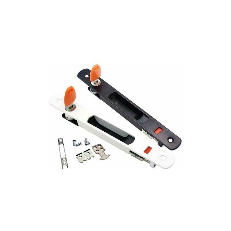 Lot De 2 Poignées De Serrure De Porte Coulissante Porte Coulissante En Verre Encastré Montage À Clé Poignée Invisible(Noir+Blanc)