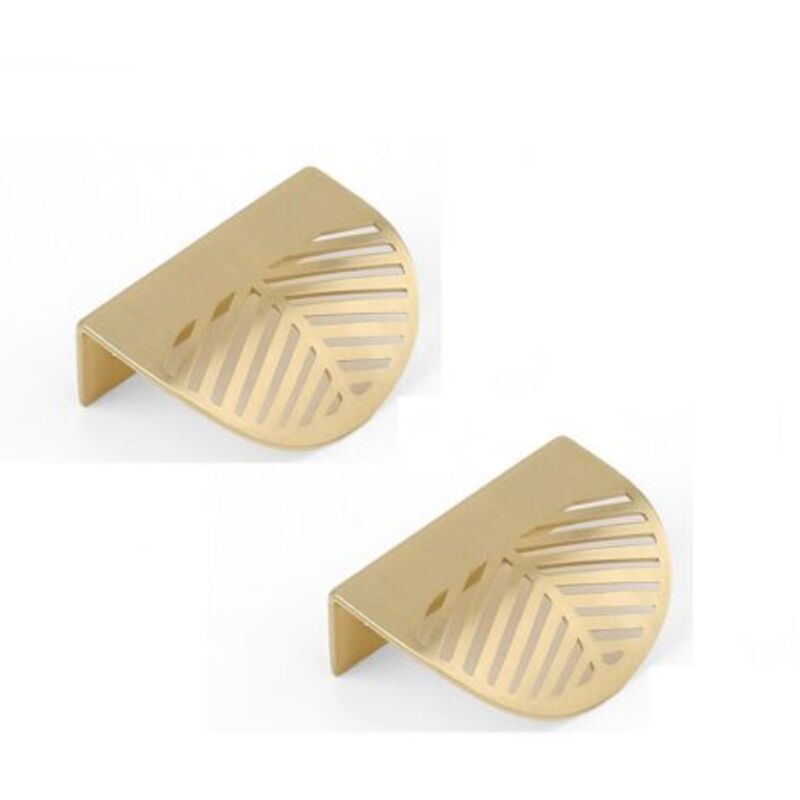 Lot de 2 poignées de tiroir (60 mm) avec feuille d'or, poignées de porte de meubles en laiton, poignées de porte d'armoire