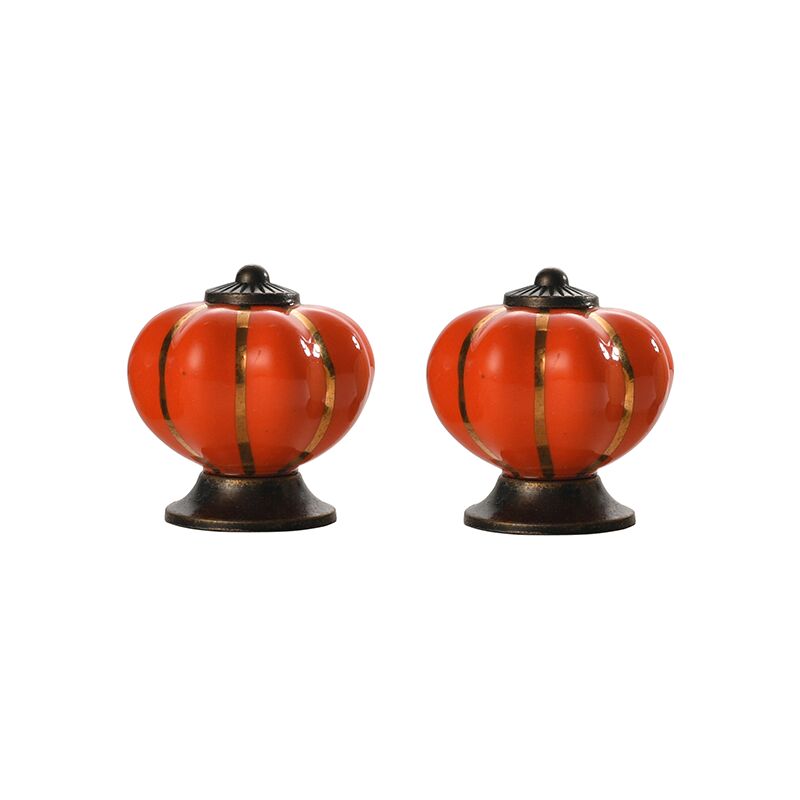 Lot de 2 poignées de tiroir en céramique en forme de citrouille, décoratives pour armoires, penderies et coiffeuses.