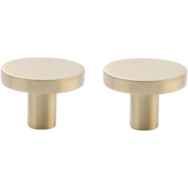 Lot de 2 poignées de tiroir en laiton pour armoire, tiroir, armoire, porte d'armoire, trou unique doré