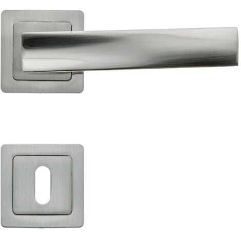 Lot de 2 poignées ELICE nickel satiné + 2 rosaces clé  nickel satiné - AYR
