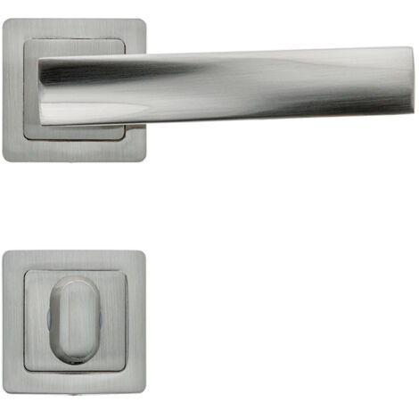 Lot de 2 poignées ELICE nickel satiné + 2 rosaces condamnation nickel satiné - AYR