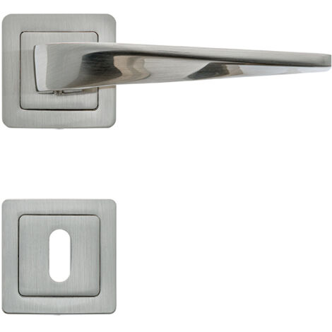 Lot de 2 poignées MAXIM nickel satiné + 2 rosaces clé  nickel satiné - AYR