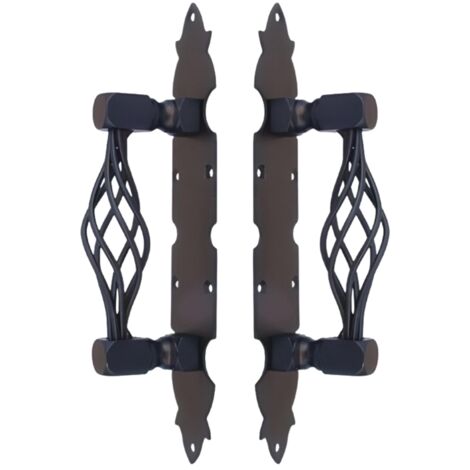 Lot de 2 poignées noires, poignées de porte robustes, poignée de porte pour portails et meubles - Format : 26 x 4.7 cm