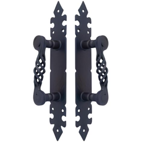 Lot de 2 poignées noires, poignées de porte robustes, poignée de porte pour portails et meubles - Format : 27.5 x 4.5 cm
