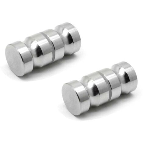 Lot de 2 poignées solides à trou unique, poignée de porte de douche ronde, alliage d'aluminium, finition chrome poli