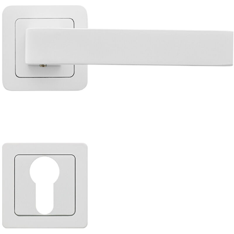 AYR - Lot de 2 poignées canela blanc mat+ 2 rosaces cylindre blanc mat