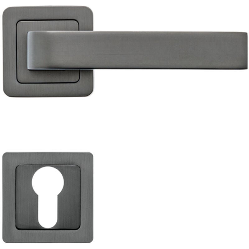 AYR - Lot de 2 poignées canela graphite mat + 2 rosaces cylindre graphite mat