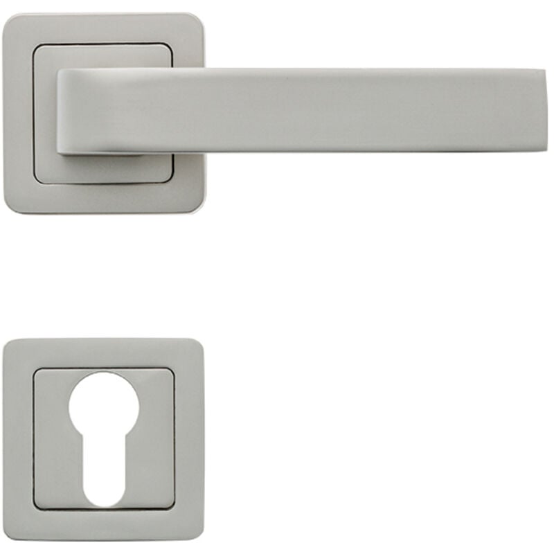 AYR - Lot de 2 poignées canela nickel mat + 2 rosaces cylindre nickel mat