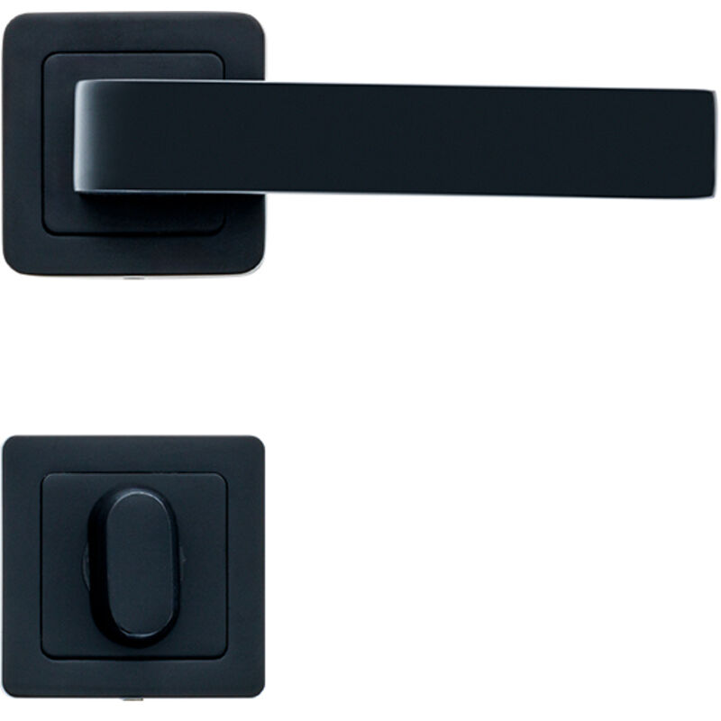 AYR - Lot de 2 poignées canela noir mat + 2 rosaces condamnation noir mat