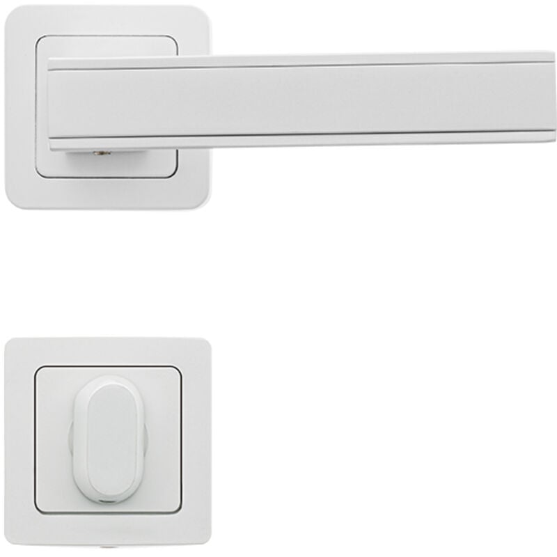 Lot de 2 poignées chai blanc mat+ 2 rosaces condamnation blanc mat AYR