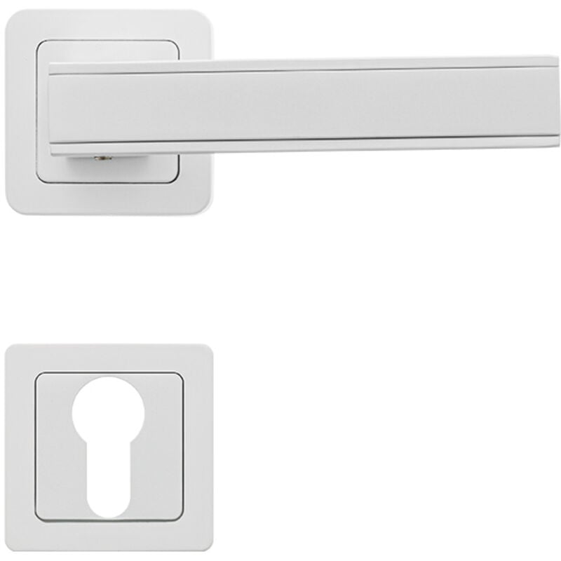 AYR - Lot de 2 poignées chai blanc mat + 2 rosaces cylindre blanc mat