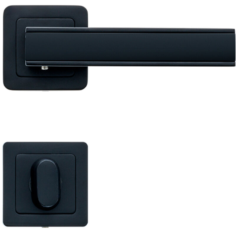 AYR - Lot de 2 poignées chai noir mat+ 2 rosaces condamnation noir mat