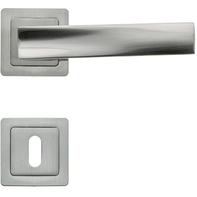 Lot de 2 poignées ELICE nickel satiné + 2 rosaces clé nickel satiné - AYR