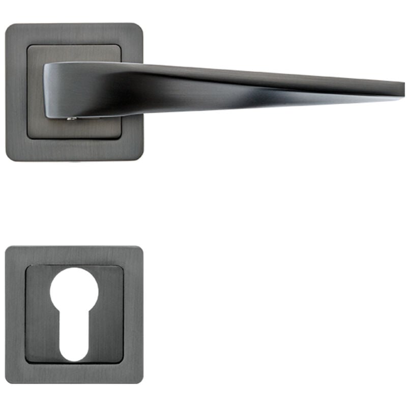 AYR - Lot de 2 poignées maxim graphite mat + 2 rosaces cylindre graphite mat