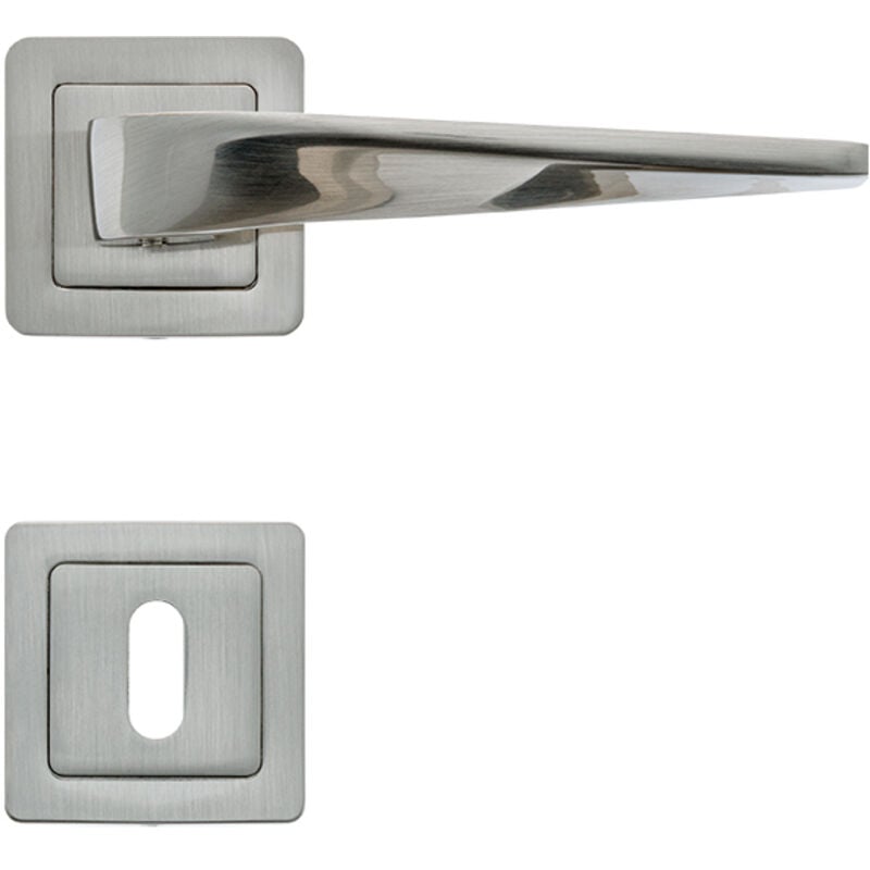 AYR - Lot de 2 poignées maxim nickel satiné + 2 rosaces clé nickel satiné