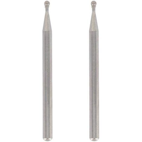 Lot de 2 pointes Diamant, Bout rond, Diamètre de travail 2mm pour Gravure et Sculpture dans le Verre, Miroir, Céramique avec Outil Multiusage Dremel