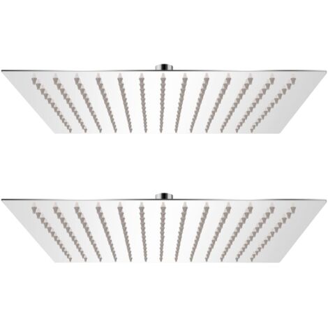Lot de 2 pommes de douche plongeante carré 30x30 cm acier inoxydable