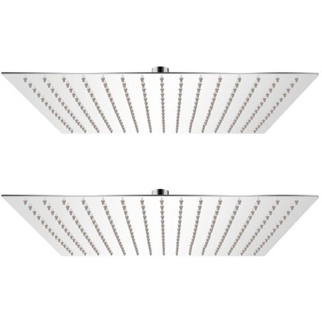Lot de 2 pommes de douche plongeante carré 40x40 cm acier inoxydable