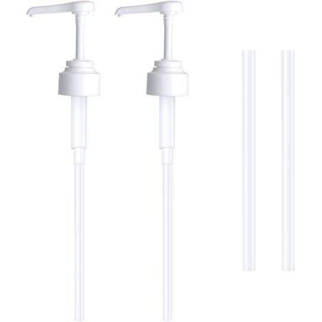 Lot de 2 Pompe doseuse bidon 5 litres Bouteille Pompe Vide(Blanc), réutilisables Flacon Pompe Vide Plastique Remplacement de 38 cm pour contenants d'assaisonnement de Liquide de Salle de Bain