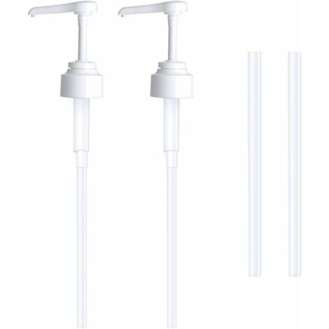 Lot de 2 Pompe doseuse bidon 5 litres Bouteille Pompe Vide(Blanc), réutilisables Flacon Pompe Vide Plastique Remplacement de 38 cm pour contenants d'assaisonnement de Liquide de Salle de Bain