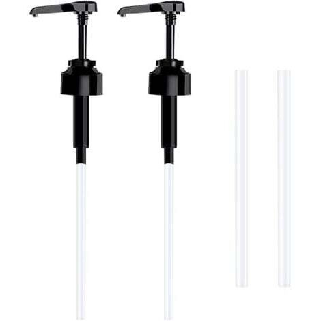 Lot de 2 Pompe doseuse bidon 5 litres Bouteille Pompe Vide(Noir), réutilisables Flacon Pompe Vide Plastique Remplacement de 38 cm pour contenants d'assaisonnement de Liquide de Salle de Bain