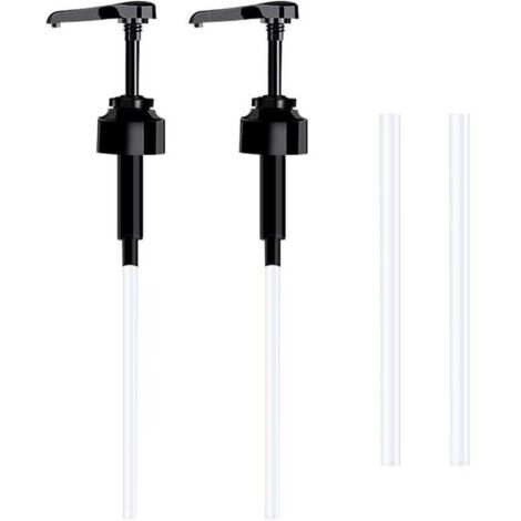 Lot de 2 Pompe doseuse bidon 5 litres Bouteille Pompe Vide(Noir), réutilisables Flacon Pompe Vide Plastique Remplacement de 38 cm pour contenants d'assaisonnement de Liquide de Salle de Bain