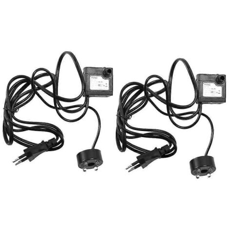 Lot de 2 pompes à eau submersibles de 3 W avec éclairage LED à 4 LED pour aquarium, fontaine, bassin, prise européenne.