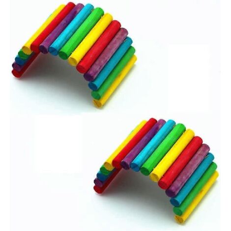 Lot de 2 ponts en bois avec échelle, cachette pour animaux de compagnie, jouet pont en arche flexible pour petits animaux