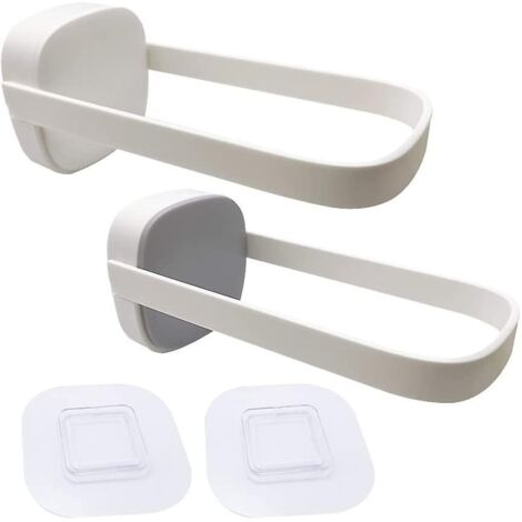Lot de 2 portants à vêtements muraux pliables et rétractables pour salon, chambre, salle de bain, balcon - Blanc/Gris