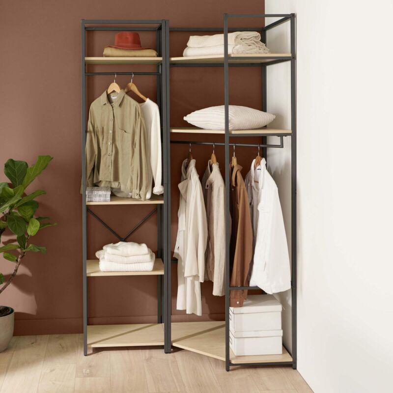 Portants vêtements bois et métal noir - Lot de 2 - june