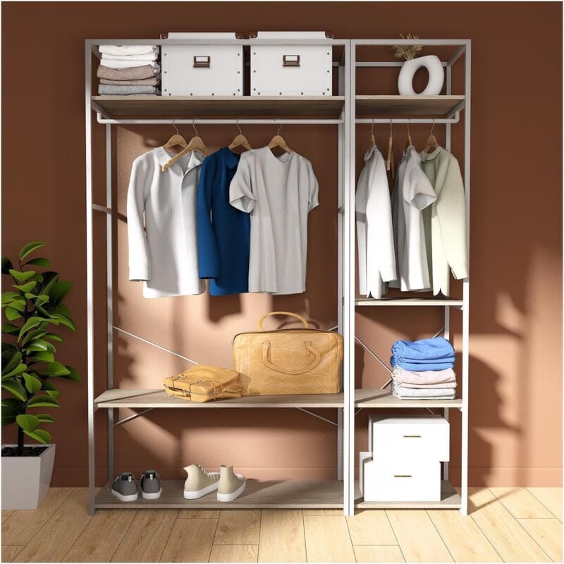 Portants Vêtements en bois et métal blanc - Lot de 2 - june