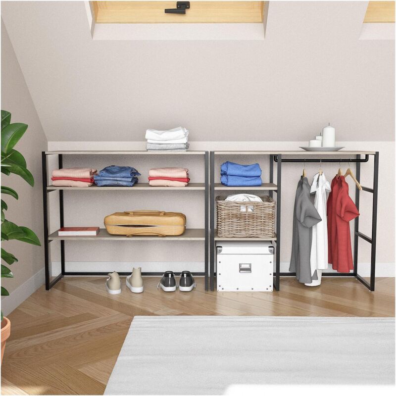 Portants vêtements sous combles modulables noirs - Lot de 2