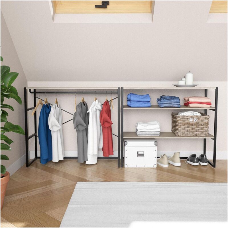 Portants vêtements sous combles modulables noirs - Lot de 2
