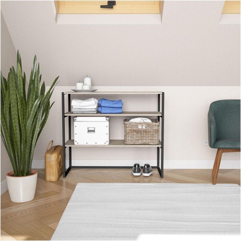 Portant vêtements sous combles étagères noir L100 x H85 cm