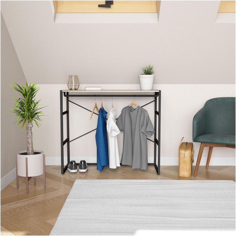 Portant vêtements sous combles penderie noir L100 x H85 cm