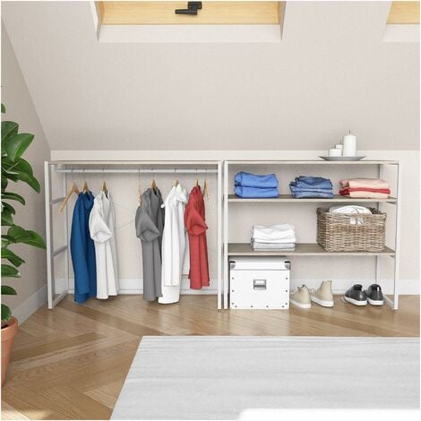 Lot de 2 portants vêtements sous combles KADRA modulables 200x85cm