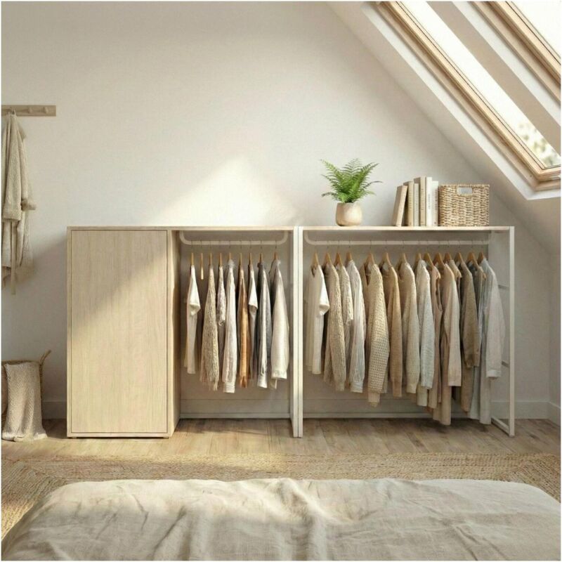 Lot de 2 portants vêtements KADRA sous combles 200x85cm