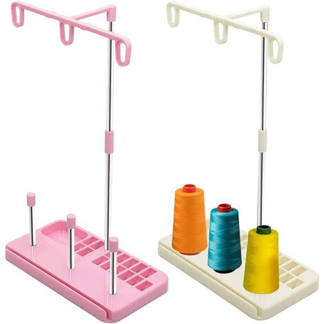 Lot de 2 porte-bobines de fil pour machine à broder et à coudre - Blanc et rose,Ternel